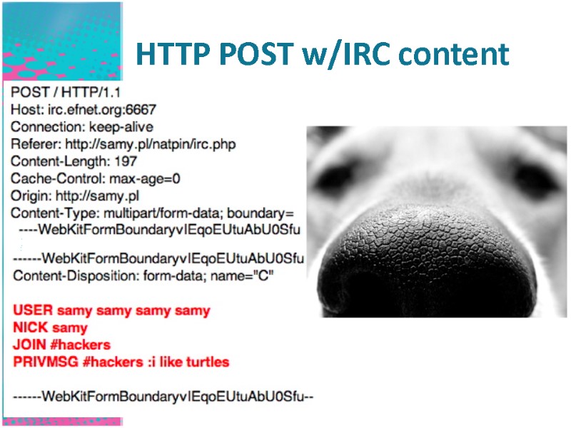 HTTP POST w/IRC content